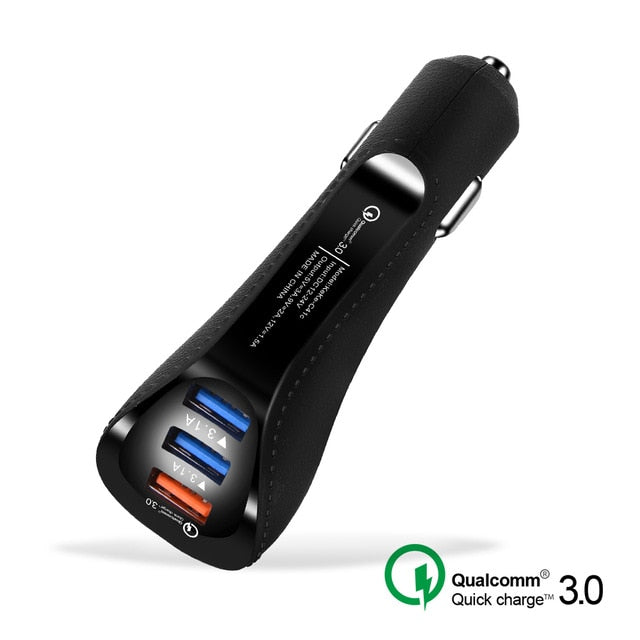 QC3.0 3-Port USB Charging Car Lighter Adapter