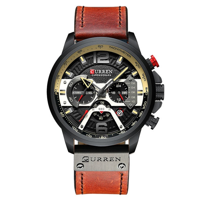 Men's Analog Leather Military Style Watch