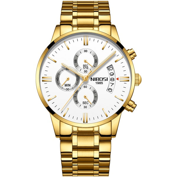 Men's Top Luxury Stainless Steel Band Gold Quartz Watch