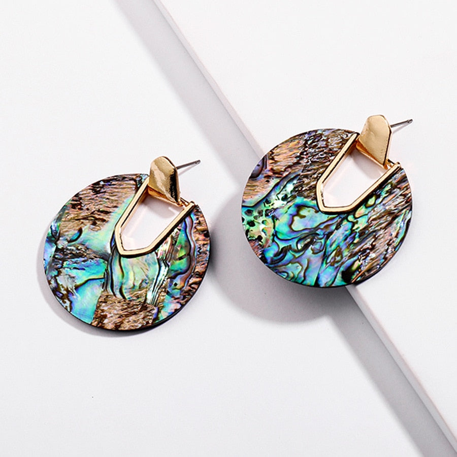 Women's Colorful Resin Acrylic Round Dangle Earrings