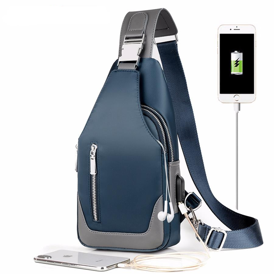 Men's Business Oxford USB Charging Crossbody Messenger Bag