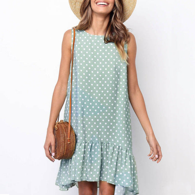 Women's Summer Polka Dot Print Mini Dress