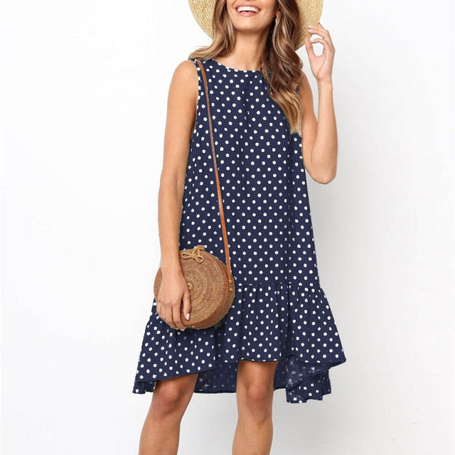 Women's Summer Polka Dot Print Mini Dress