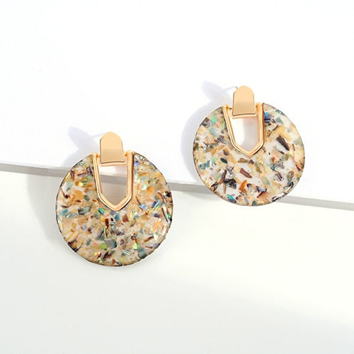 Women's Colorful Resin Acrylic Round Dangle Earrings