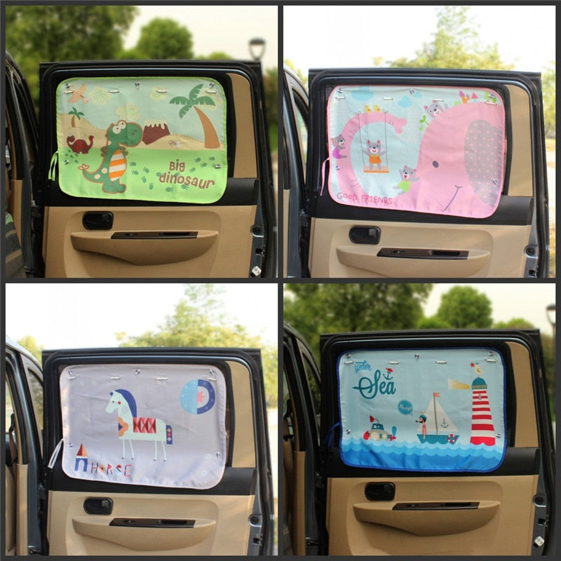 Rear Window Sliding Cartoon Sunshade Visors