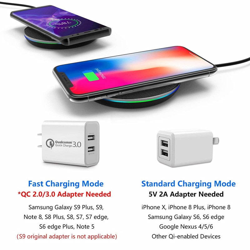 Wireless 10W Super Fast Qi Charger For iPhone & Android