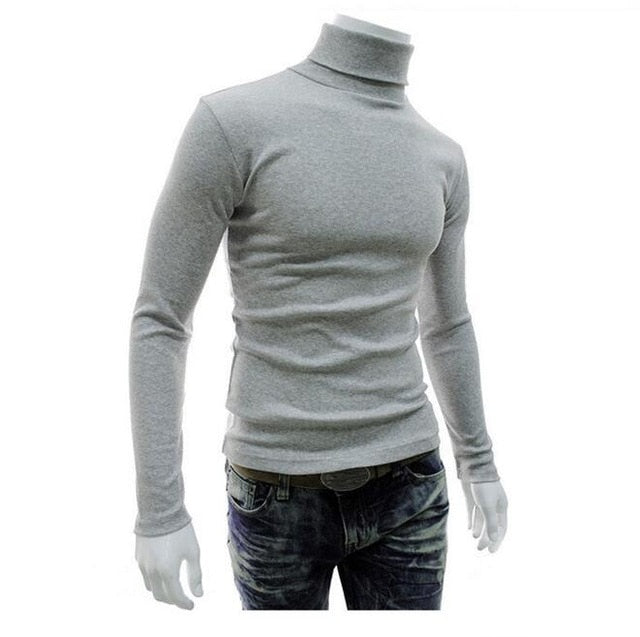 Men's Slim Fit Turtleneck Solid Color Casual Sweater