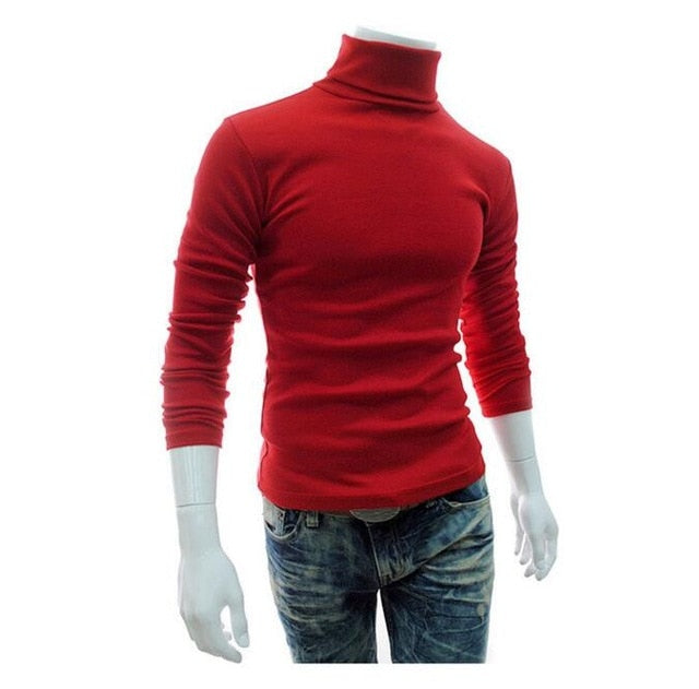 Men's Slim Fit Turtleneck Solid Color Casual Sweater