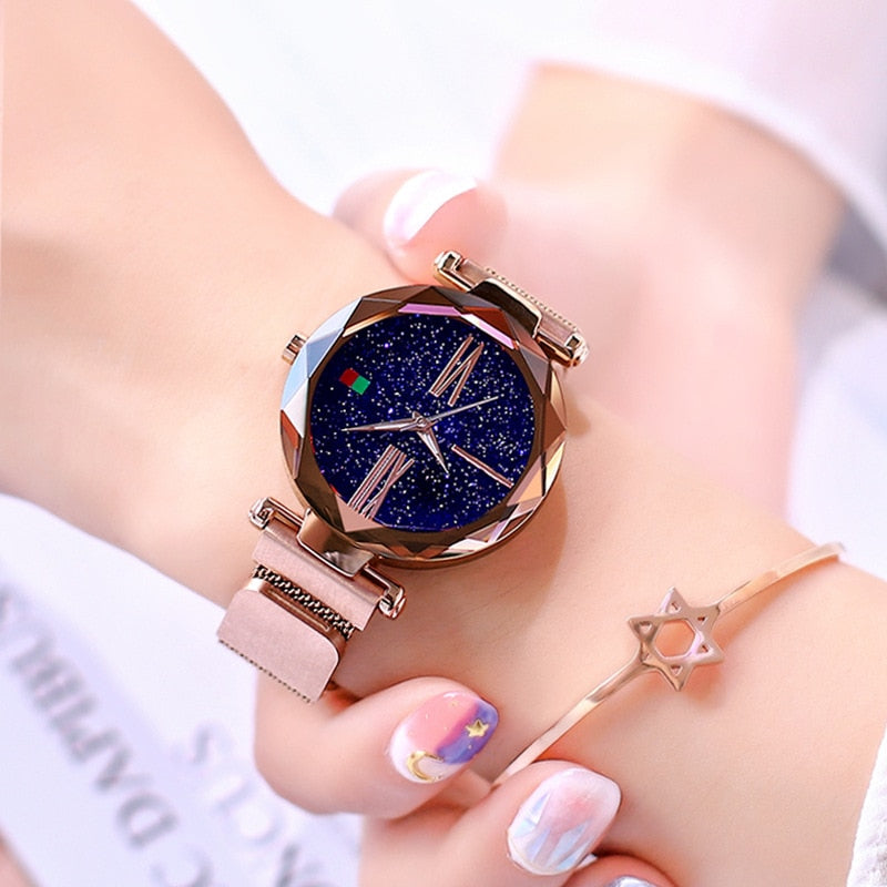 Women's Elegant Starry Sky Roman Numeral Wristwatch