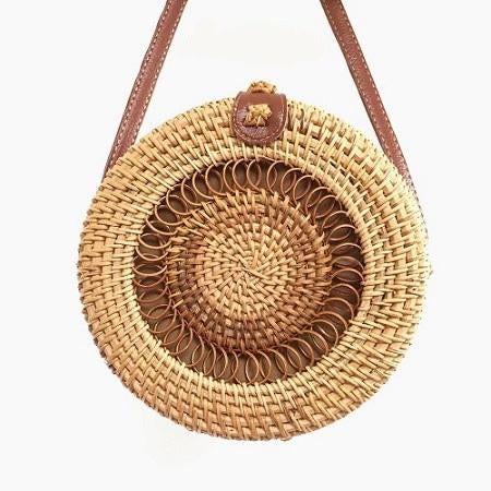 Women's Round Bohemian Straw Crossbody Shoulder Bag