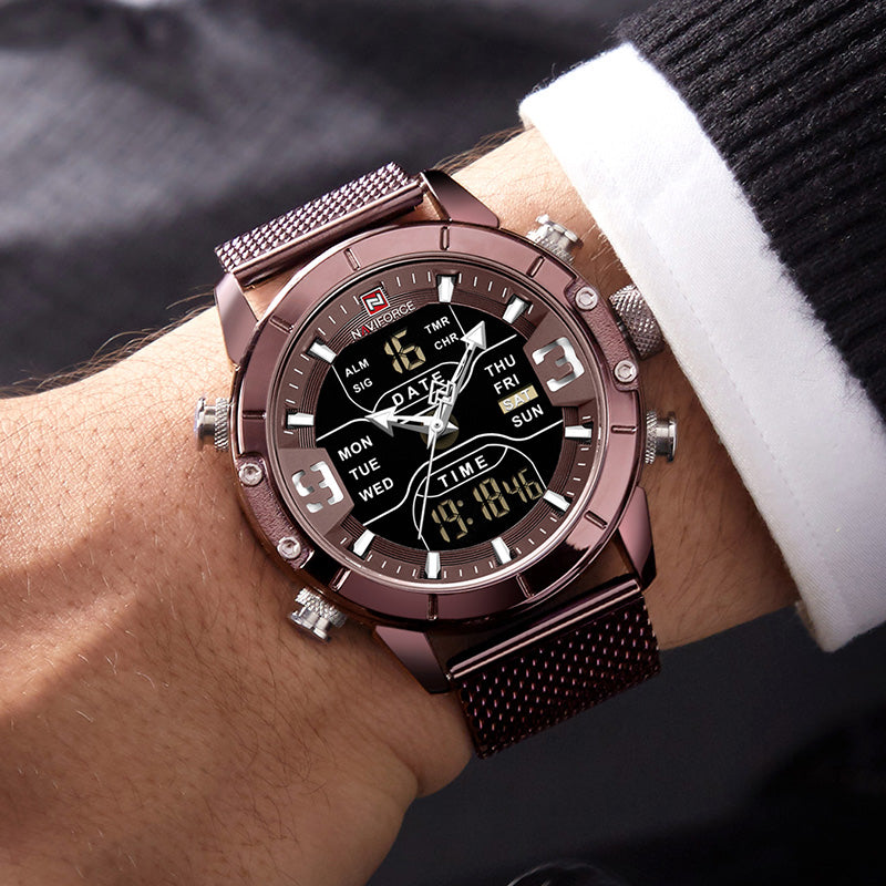 Men's Analog Digital Stainless Steel Watch