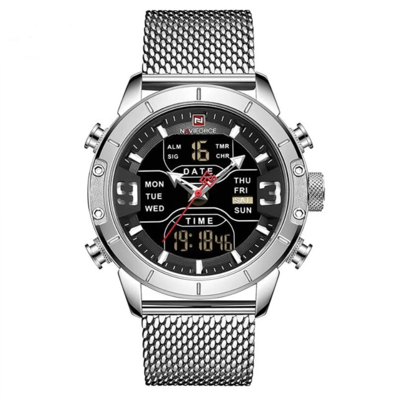Men's Analog Digital Stainless Steel Watch
