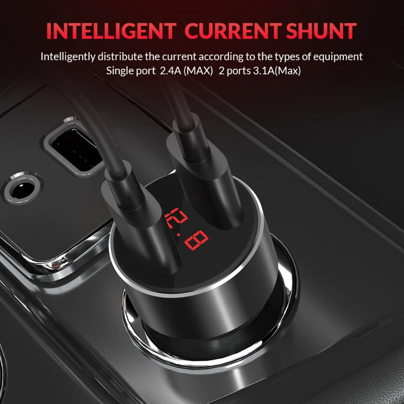 5V Digital Display Dual USB Car Charger