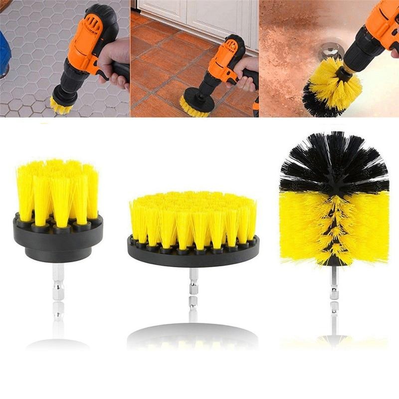 3 PCS Drill brush Bathroom Surfaces Tub, Shower, Tile and Grout All Purpose Power Scrubber Cleaning Kit