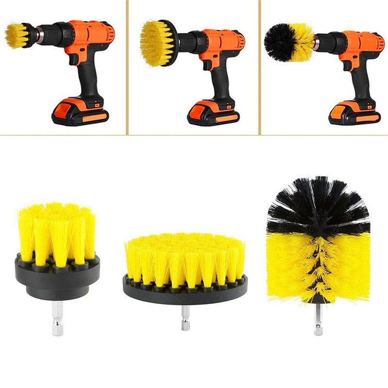 3 PCS Drill brush Bathroom Surfaces Tub, Shower, Tile and Grout All Purpose Power Scrubber Cleaning Kit