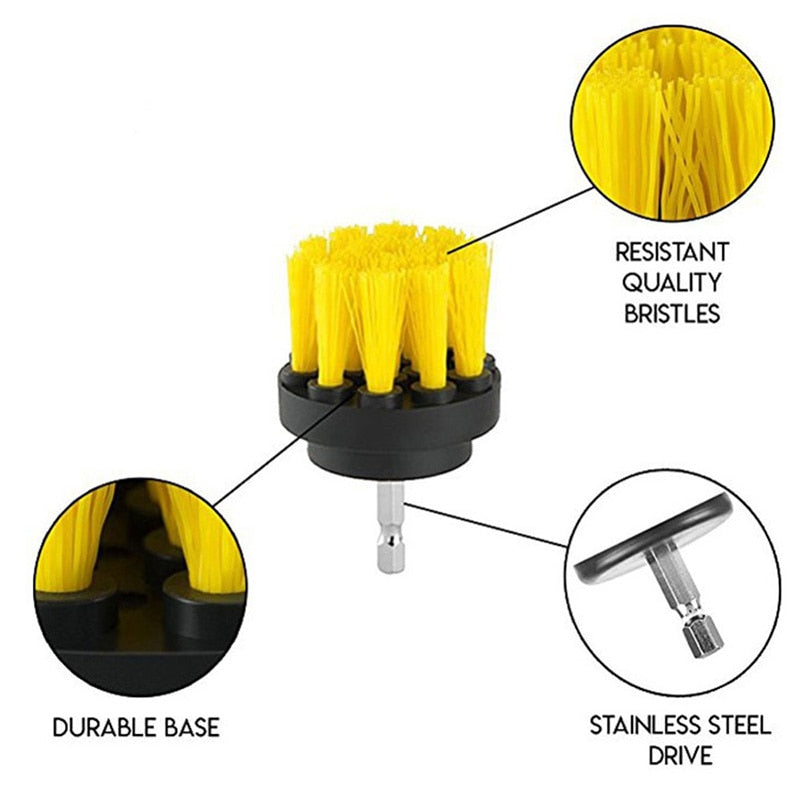 3 PCS Drill brush Bathroom Surfaces Tub, Shower, Tile and Grout All Purpose Power Scrubber Cleaning Kit