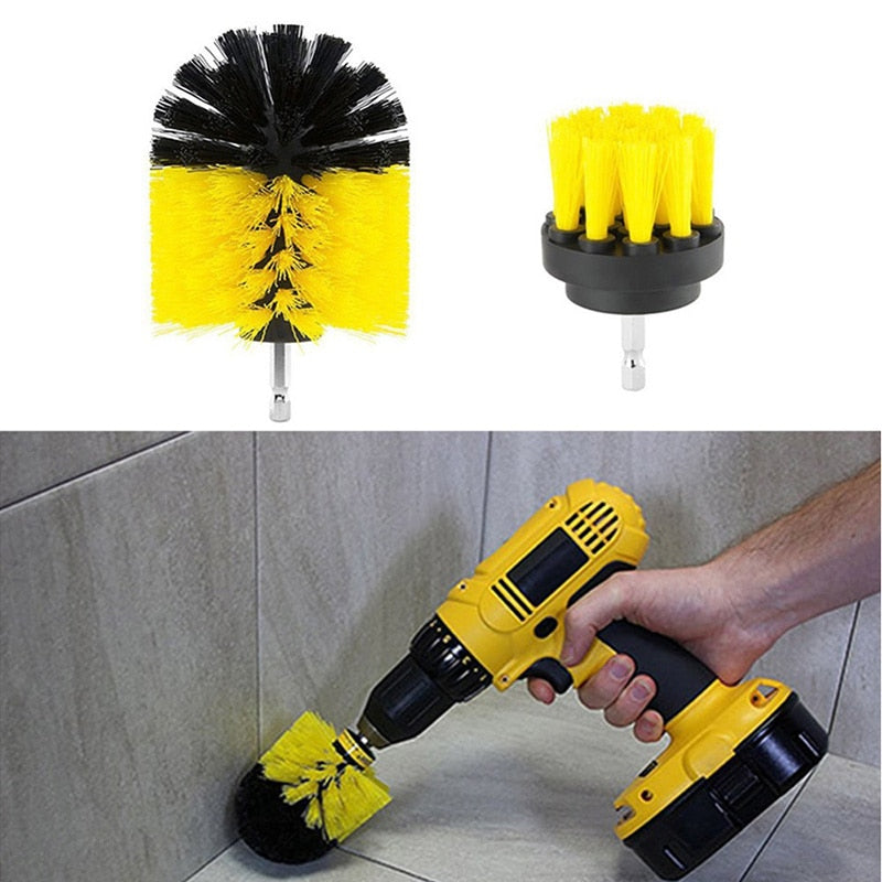 3 PCS Drill brush Bathroom Surfaces Tub, Shower, Tile and Grout All Purpose Power Scrubber Cleaning Kit