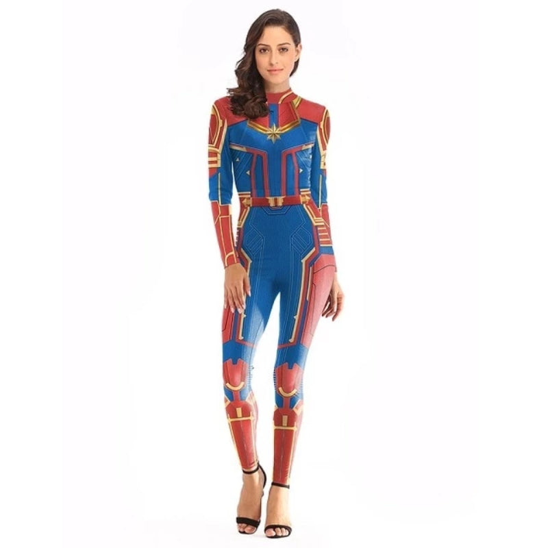 Women's 3D Captain Marvel and Ironman Superhero Jumpsuit Costume