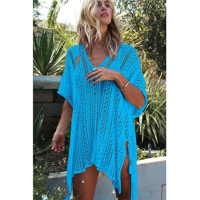 Women's See-Through Knitted Beach Bikini Dress