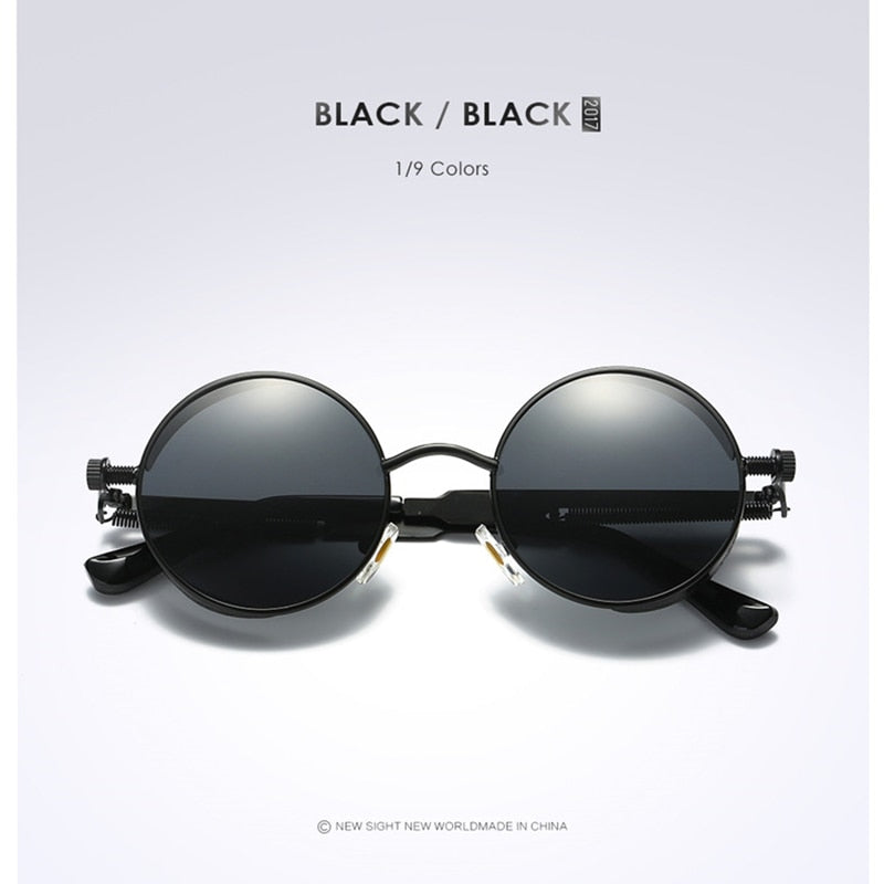 Men's Retro Metal Frame Polarized Circular Sunglasses