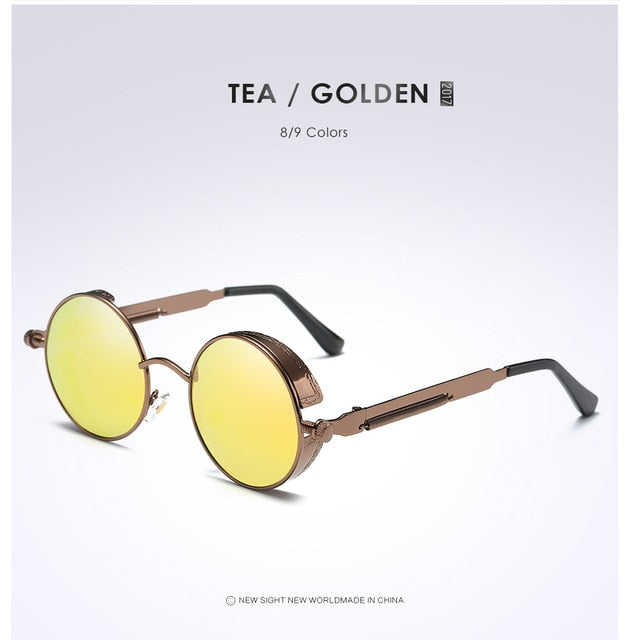 Men's Retro Metal Frame Polarized Circular Sunglasses