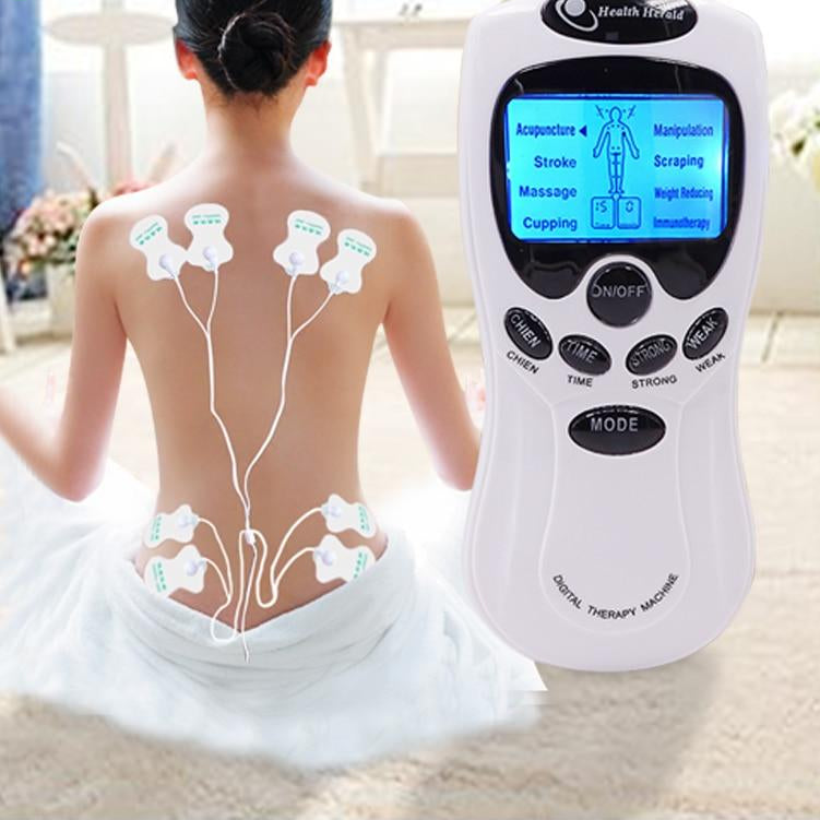 Electric 8 Pad Acupuncture Massage Therapy Device with Digital LCD Display