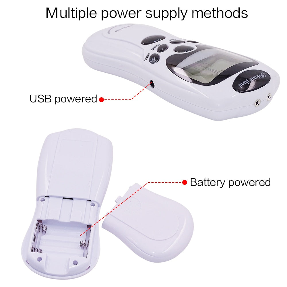 Electric 8 Pad Acupuncture Massage Therapy Device with Digital LCD Display