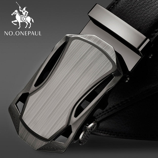 Men's High Fashion Stainless Steel Leather Automatic Ratchet Belt