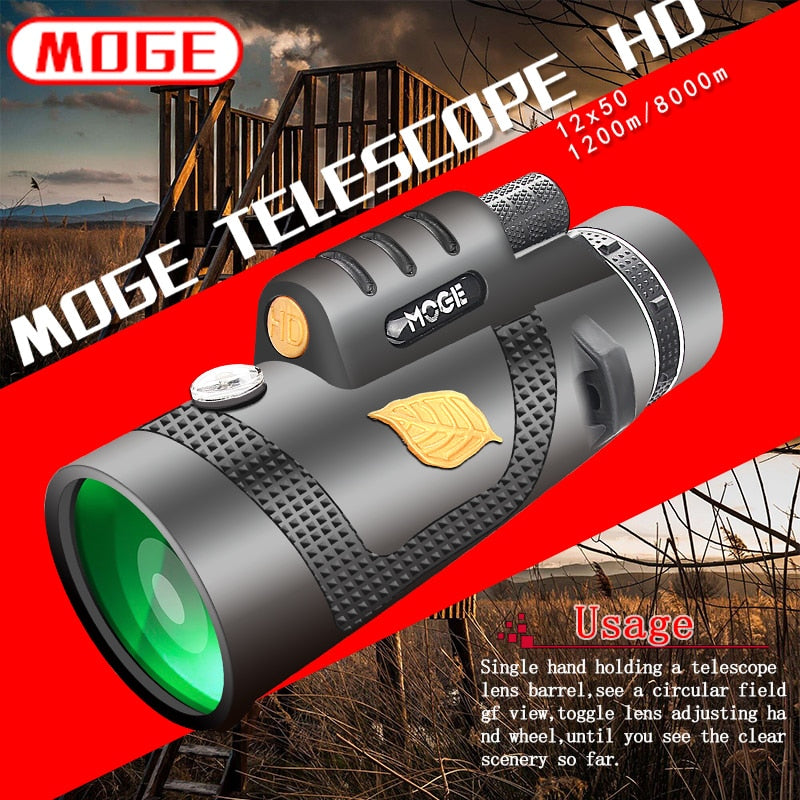 HD Military Monocular 12x50 Powerful Telescope with Night Vision