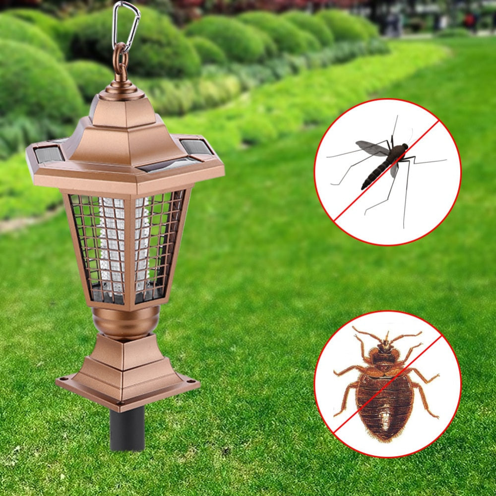 Solar Rechargeable UV LED Bug Zapper Garden Lamp