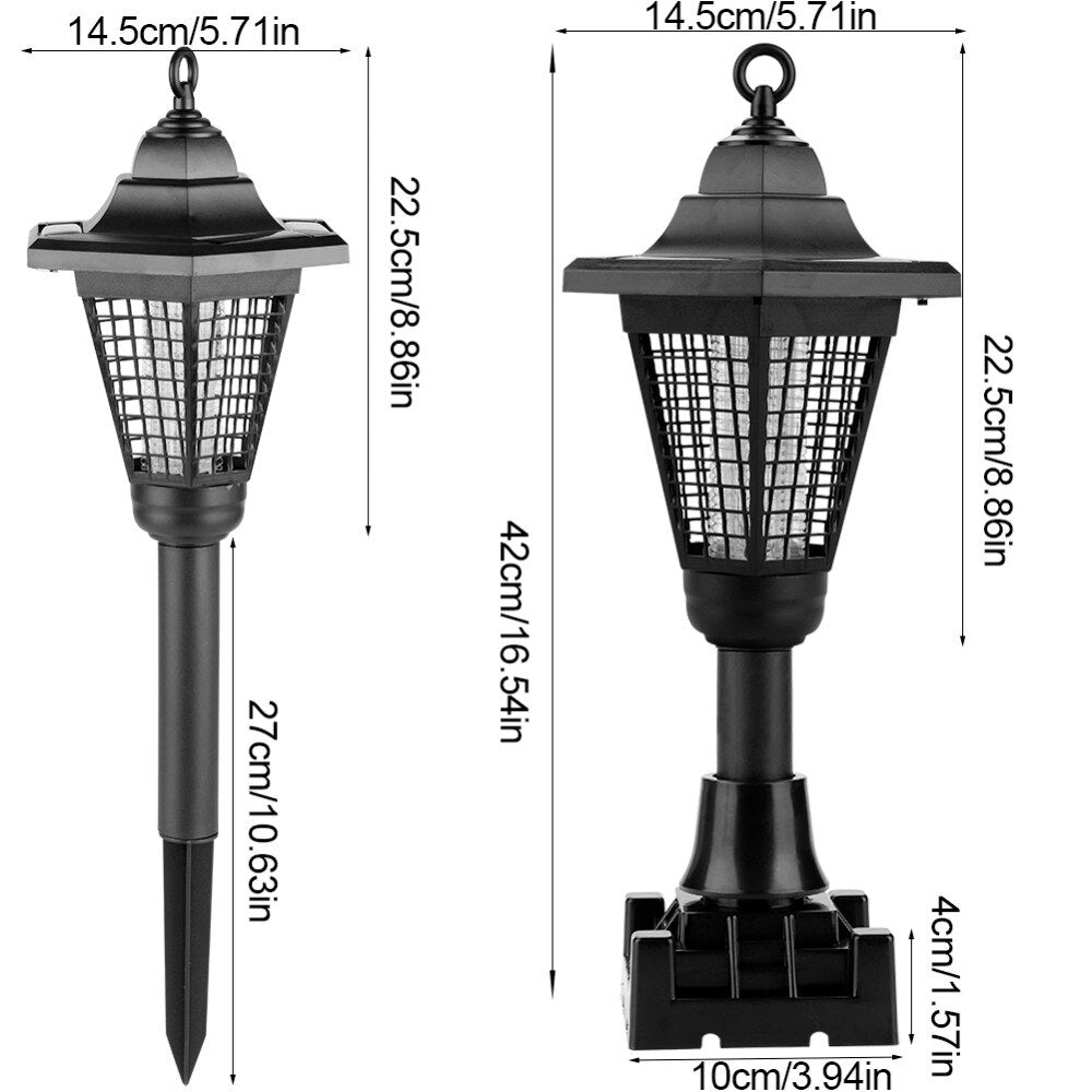 Solar Rechargeable UV LED Bug Zapper Garden Lamp