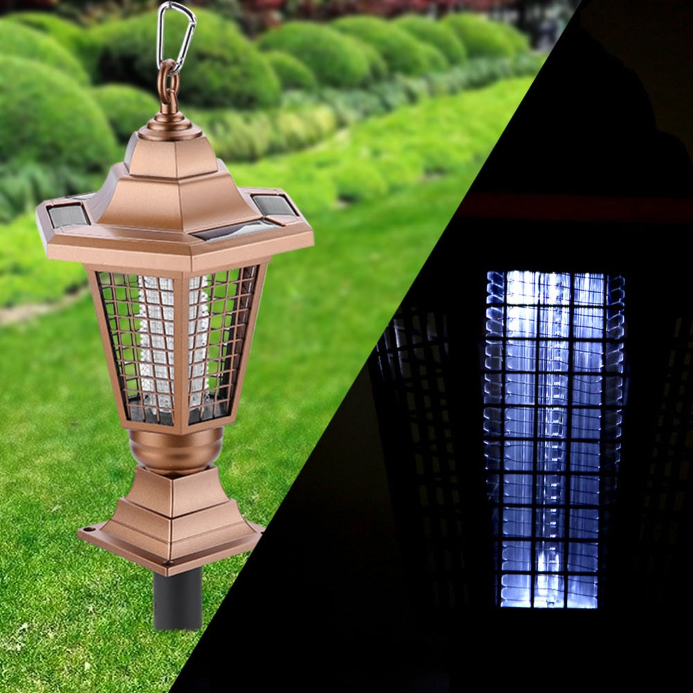 Solar Rechargeable UV LED Bug Zapper Garden Lamp