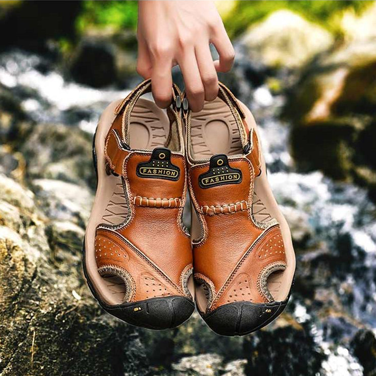 Men's Casual Leather Trekking Beach Sandals