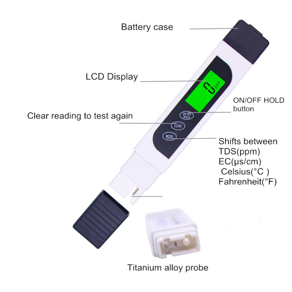 Digital TDS Meter Aquarium Pool Water Quality Testing Pen