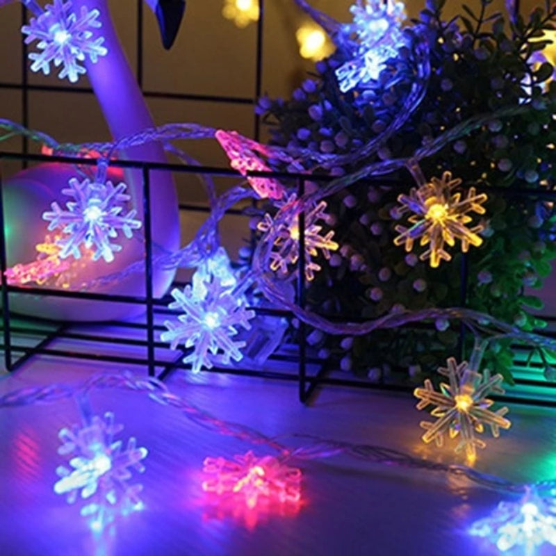 LED Battery Powered Snowflake String Fairy Lights