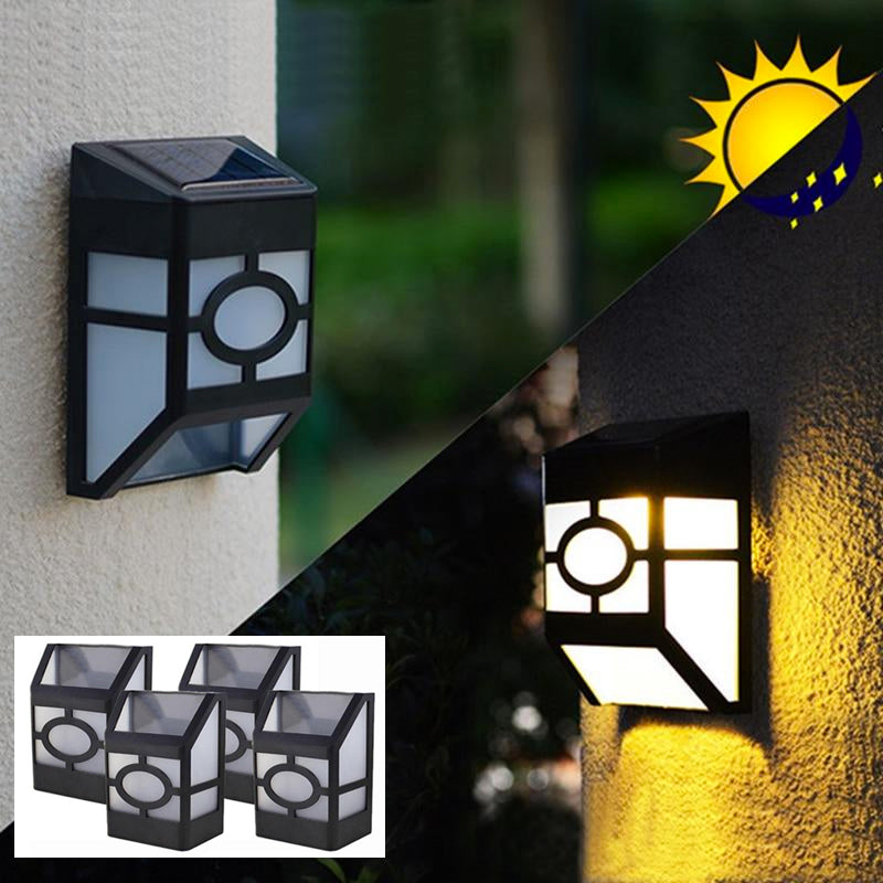 4 Pack: LED Solar Powered Wall Mounted Outdoor Waterproof Pathway Lights