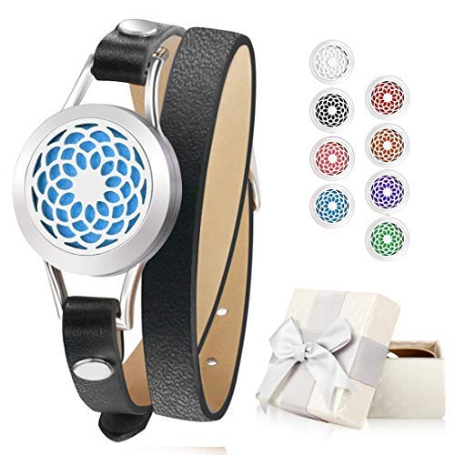 Stainless Steel Essential Oil Diffuser Leather Band Bracelet