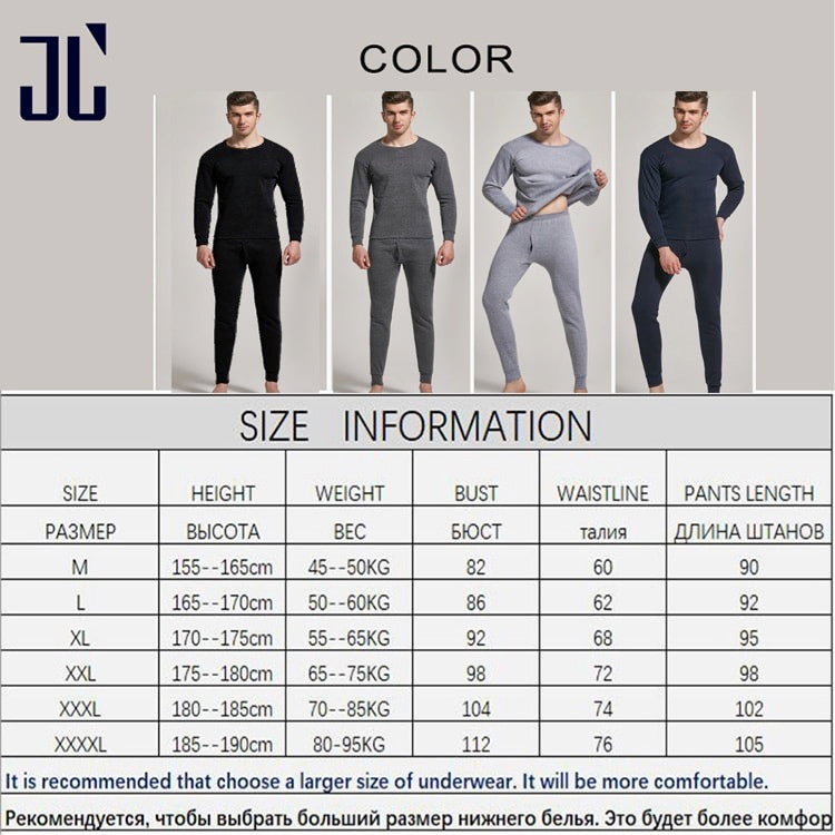 Men's Thick Thermal Cold Protection Top & Bottom Underwear Set