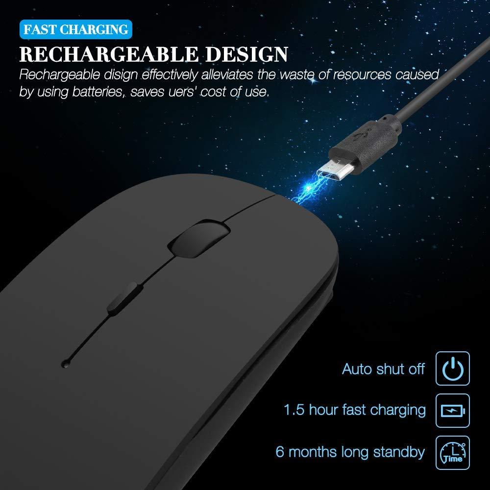 Slim Rechargeable Quiet Click Wireless/Bluetooth Mouse
