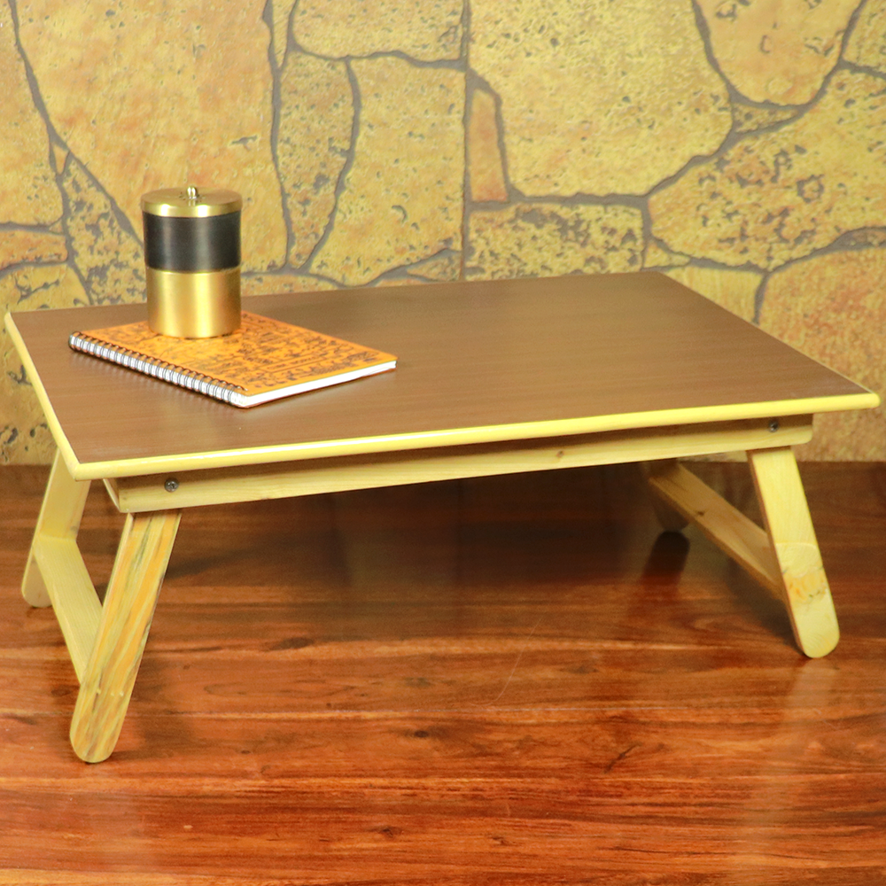 wooden table for study on bed