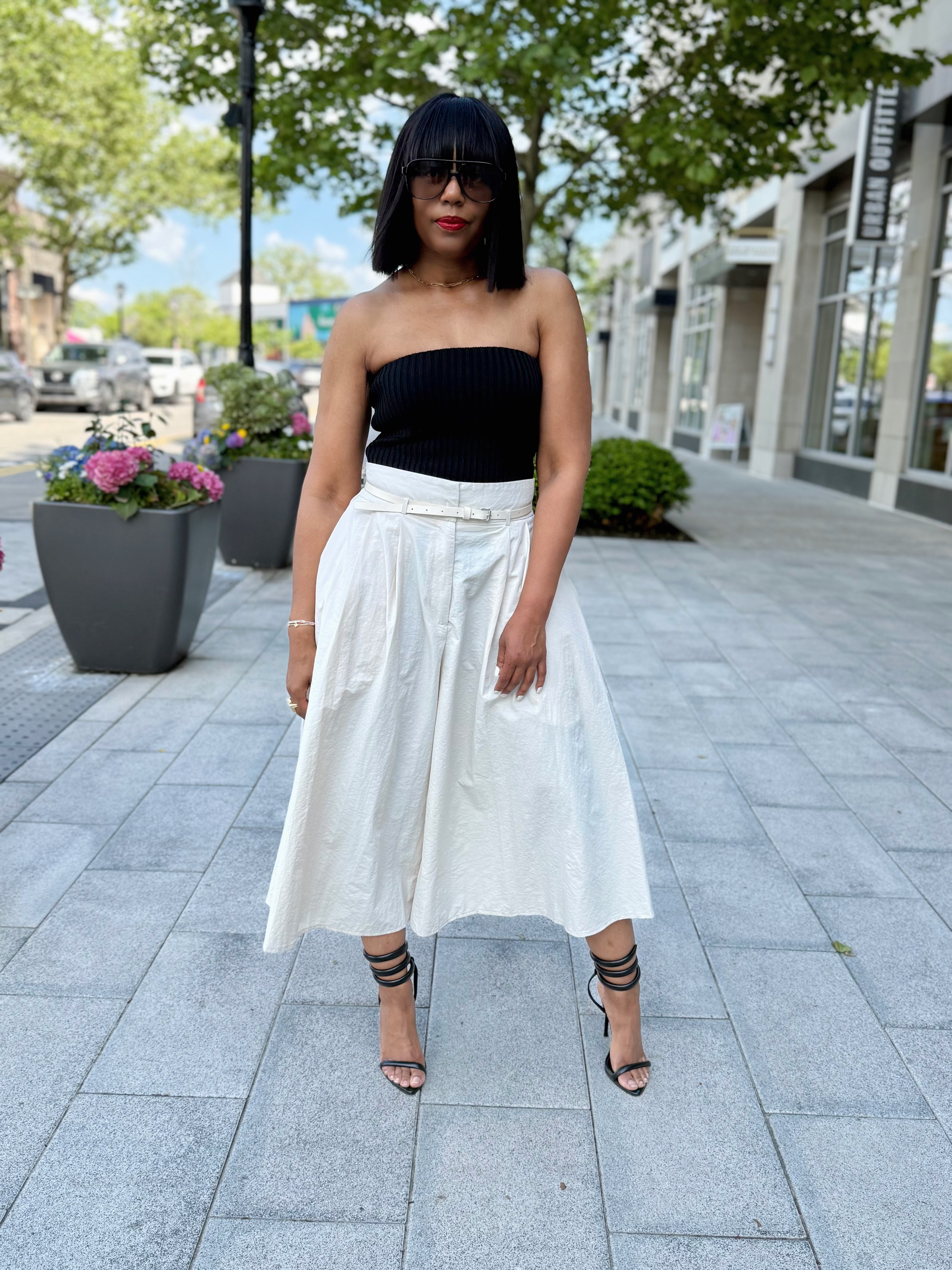 High Waist Belted Culottes Pants - FINAL SALE