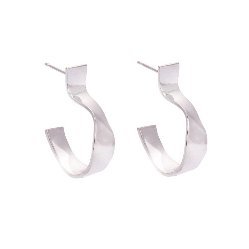 Loka Recycled Silver Folded Stud Earrings