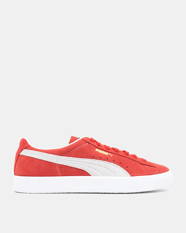 puma red suede sneakers