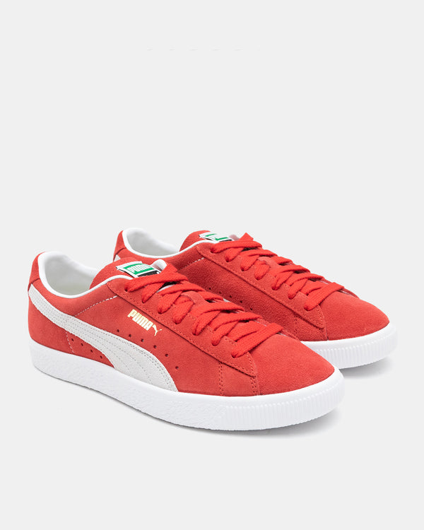 puma red suede sneakers