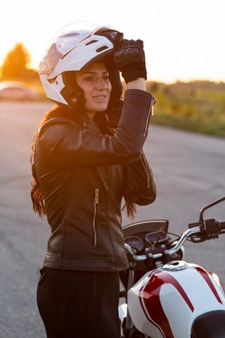 girl with a helmet on hear head