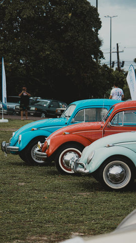 View of Vintage Cars Parked on the Grass