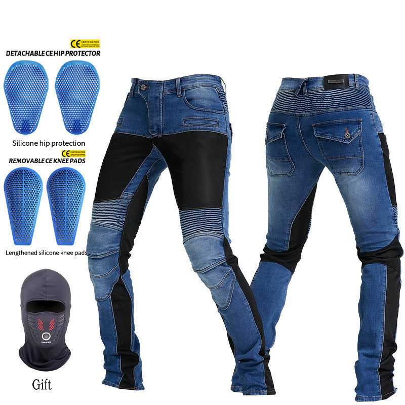 welvaart botsen hobby BUY ROCK BIKER Men's Motorbike Jeans - Black / Blue Denim ON SALE NOW! -  Rugged Motorbike Jeans