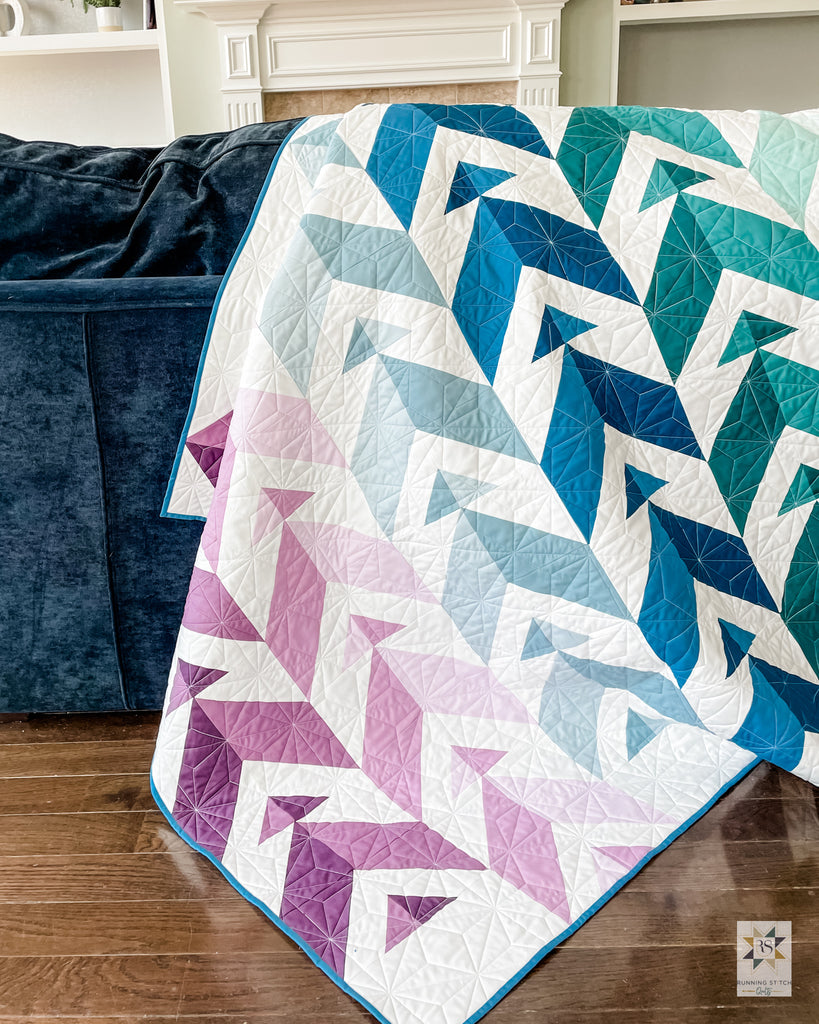 Chevron Points Quilt Pattern by Julie Burton of Running Stitch Quilts