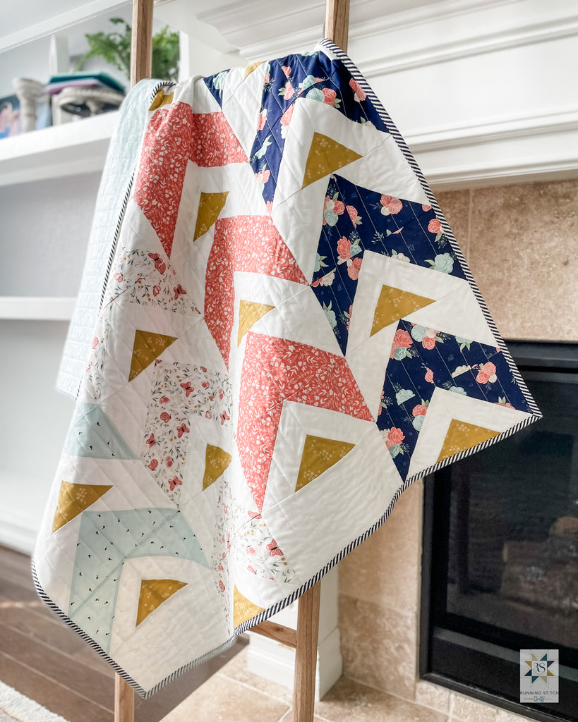 Chevron Points Quilt (Modern Solids version) by Julie Burton of Running Stitch Quilts