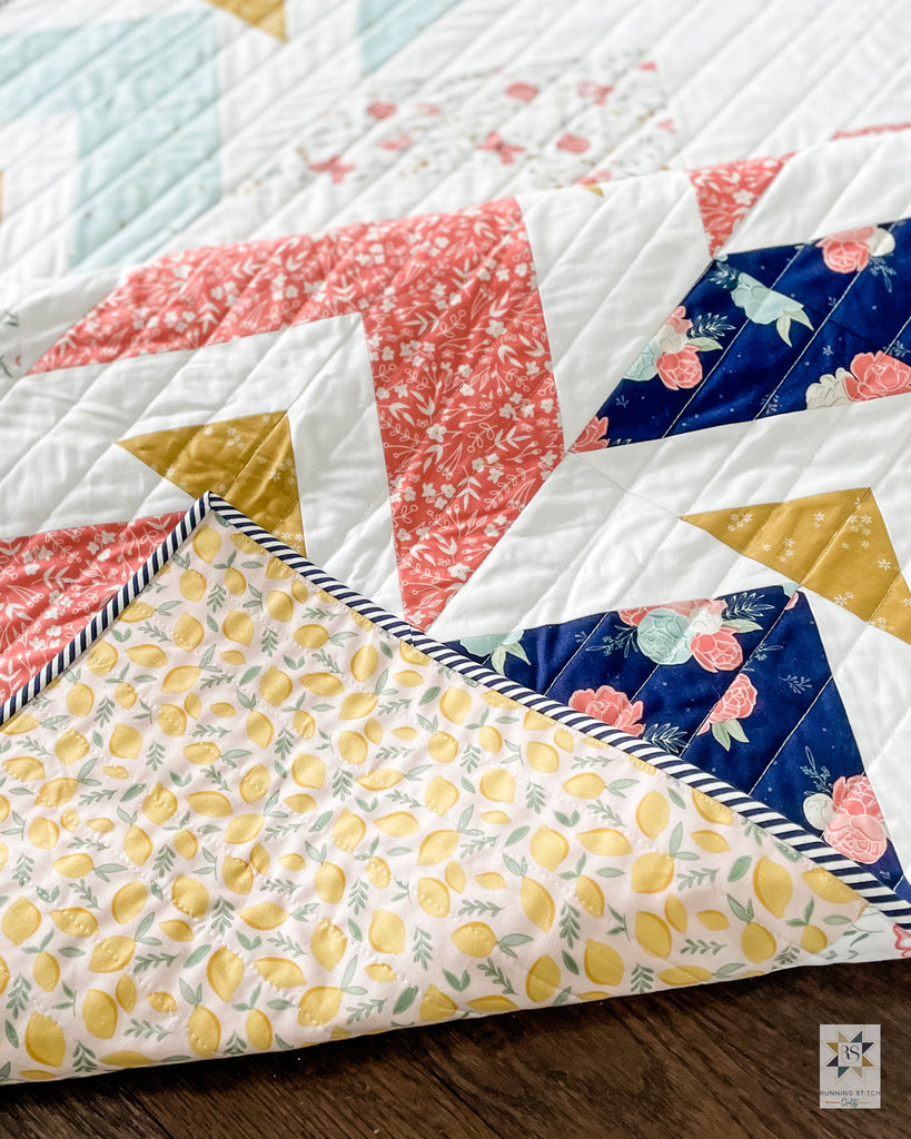 Chevron Points Quilt (Modern Solids version) by Julie Burton of Running Stitch Quilts